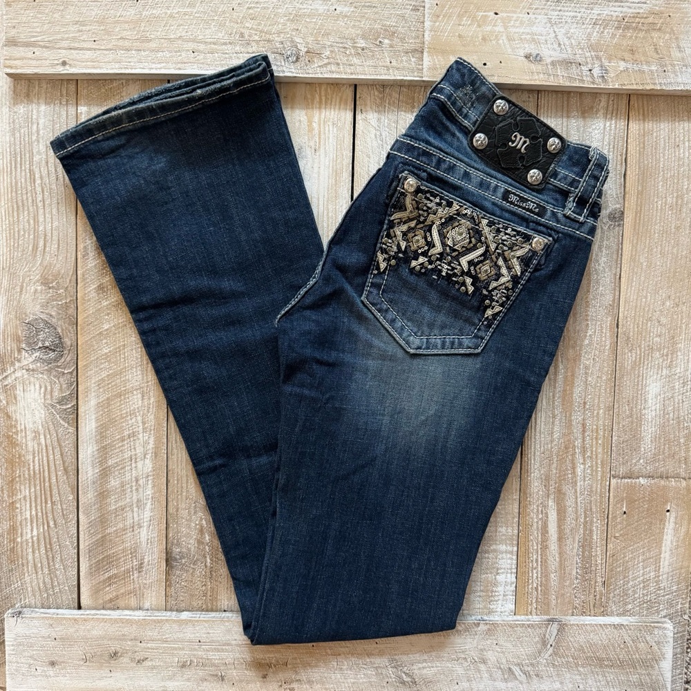 Miss Me Low Rise Embellished Boot Cut Jeans